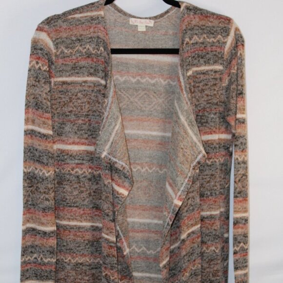 It's Our Time multicolor open flutter-front duster style cardigan L - Picture 3 of 7